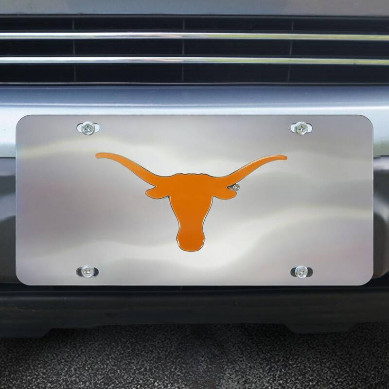 FANMATS 6 in. x 12 in. NCAA University of Texas Stainless Steel Die Cast License Plate - 26928