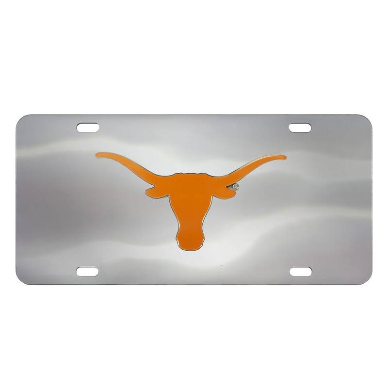 FANMATS 6 in. x 12 in. NCAA University of Texas Stainless Steel Die Cast License Plate - 26928