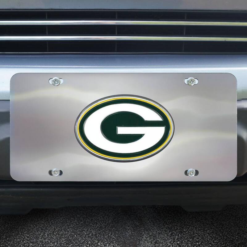 FANMATS 6 in. x 12 in. NFL - Green Bay Packers Stainless Steel Die Cast License Plate - 26921