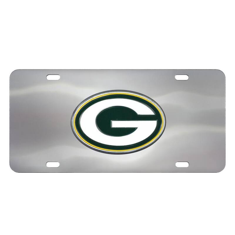 FANMATS 6 in. x 12 in. NFL - Green Bay Packers Stainless Steel Die Cast License Plate - 26921