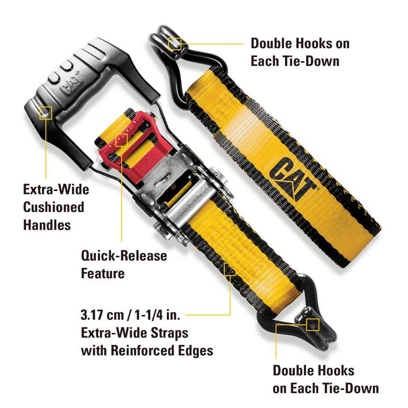 CAT 12 ft. x 1-1/4 in. 1000 lbs. Heavy-Duty Ratchet Tie Down Set (4-Piece) - 980105N