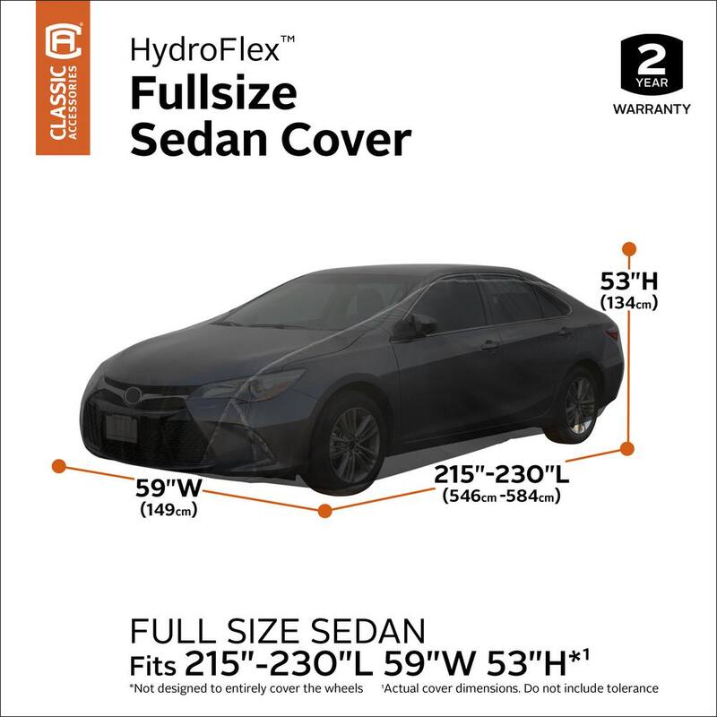 Classic Accessories OverDrive HydroFlex 230 in. L x 59 in. W x 53 in. H Stretch Sedan Car Cover in Black - 10-109-260401-RT