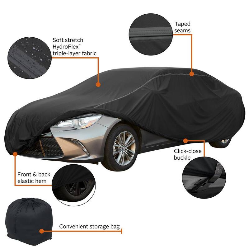 Classic Accessories OverDrive HydroFlex 230 in. L x 59 in. W x 53 in. H Stretch Sedan Car Cover in Black - 10-109-260401-RT