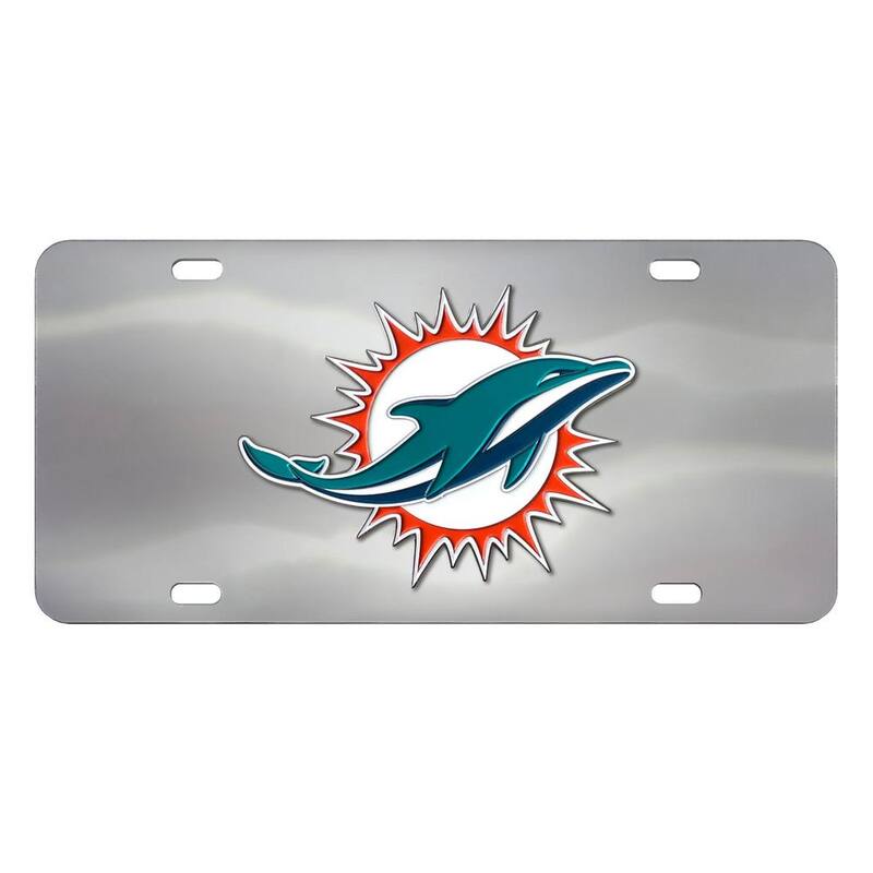 FANMATS 6 in. x 12 in. NFL - Miami Dolphins Stainless Steel Die Cast License Plate - 26923