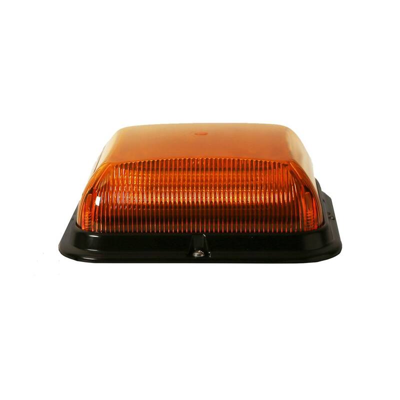 ECCO LED Beacon: Square Reinforced Polypropylene Base Low Profile 12-Volt to 24-Volt DC 8 Flash Patterns Amber - EB7180A