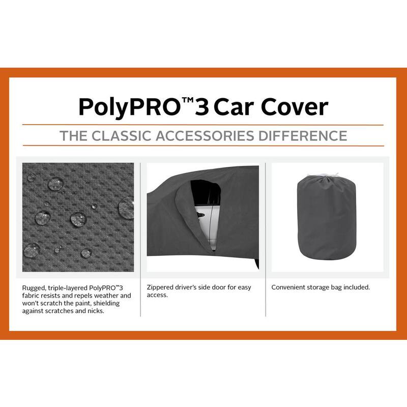 Classic Accessories Over Drive 183 in. L x 59 in. W x 51 in. H PolyPRO3 Hatchback Car Cover in Grey - 10-120-321001-RT