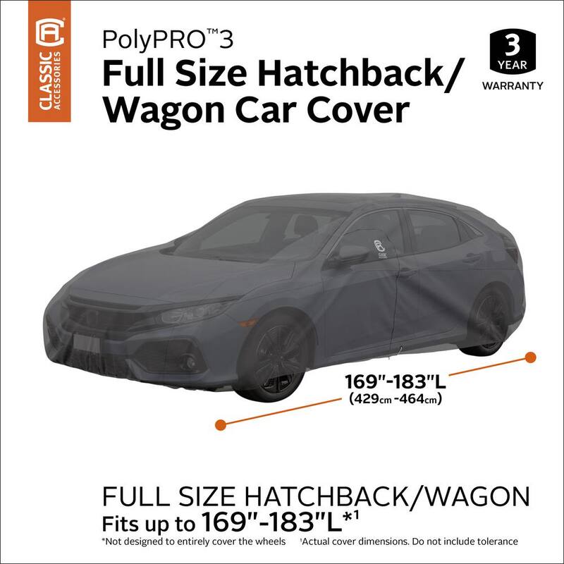 Classic Accessories Over Drive 183 in. L x 59 in. W x 51 in. H PolyPRO3 Hatchback Car Cover in Grey - 10-120-321001-RT
