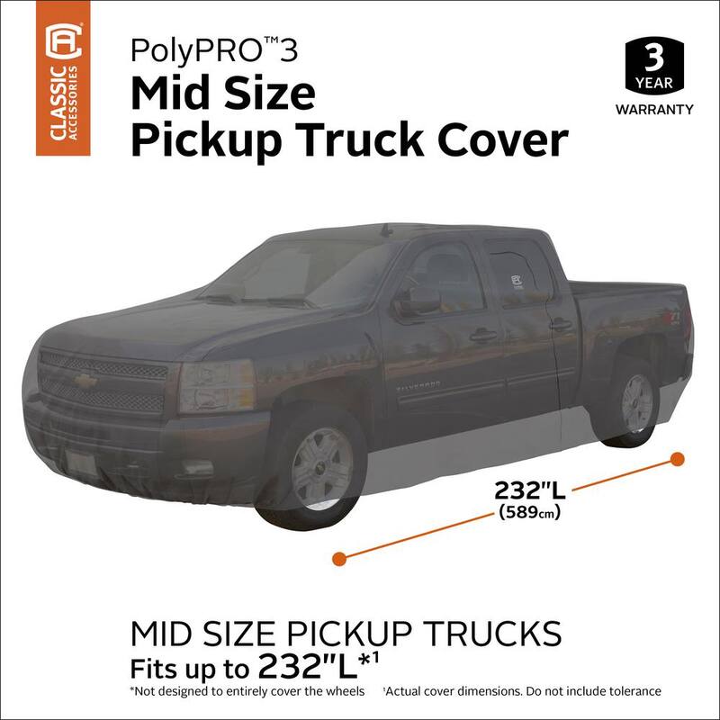 Classic Accessories Over Drive 232 in. L x 70 in. W x 60 in. H PolyPRO3 Truck Cover with RainRelease in Grey - 10-119-251001-RT