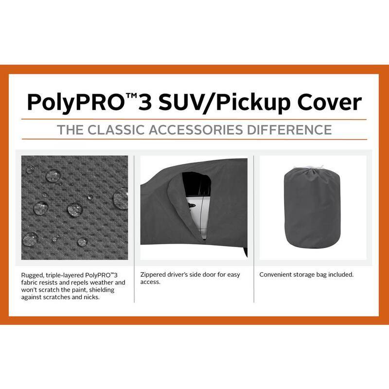 Classic Accessories Over Drive 232 in. L x 70 in. W x 60 in. H PolyPRO3 Truck Cover with RainRelease in Grey - 10-119-251001-RT