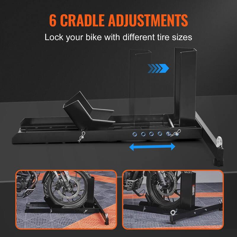 VEVOR Motorcycle Wheel Chock Upright 1800 lbs. Motorcycle Wheel Stand for 15 in. to 22 in. Off-Road and Standard Motorcycles - MTCLDLZSKDHS2OLR1V0