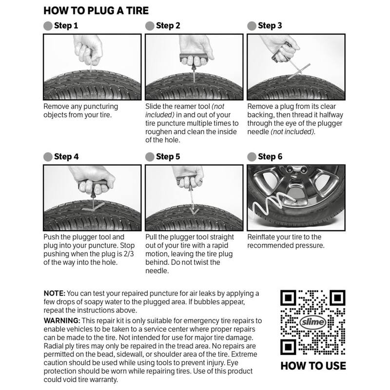 Slime Tire Repair Plugs (30-Count Black) - 1031-A