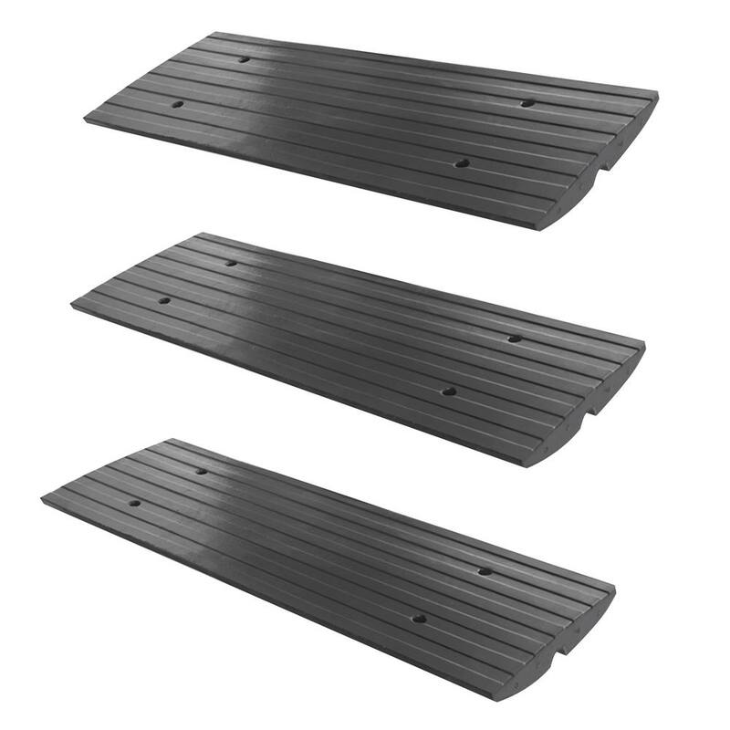 Pyle Car/Truck Curb Ramps Driveway Rubber Threshold Car Curb-Side Bridges (3-Piece) - PCRBDR23
