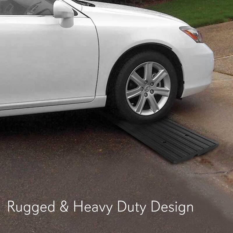 Pyle Car/Truck Curb Ramps Driveway Rubber Threshold Car Curb-Side Bridges (3-Piece) - PCRBDR23