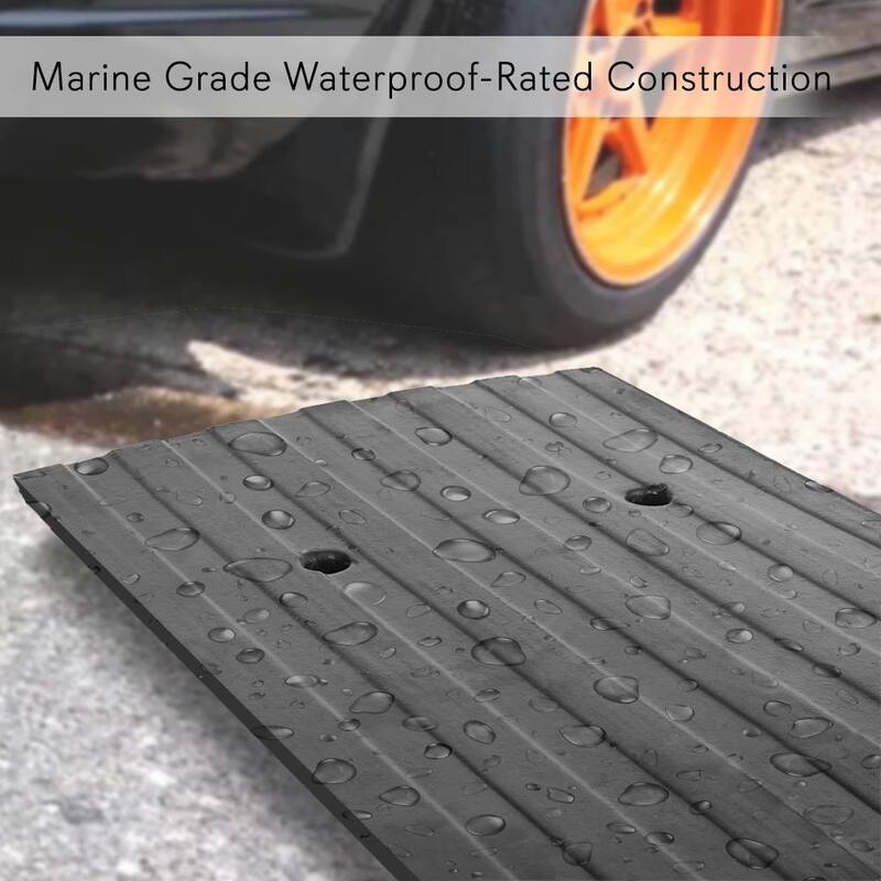 Pyle Car/Truck Curb Ramps Driveway Rubber Threshold Car Curb-Side Bridges (3-Piece) - PCRBDR23