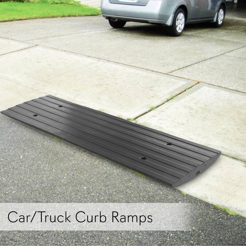 Pyle Car/Truck Curb Ramps Driveway Rubber Threshold Car Curb-Side Bridges (3-Piece) - PCRBDR23