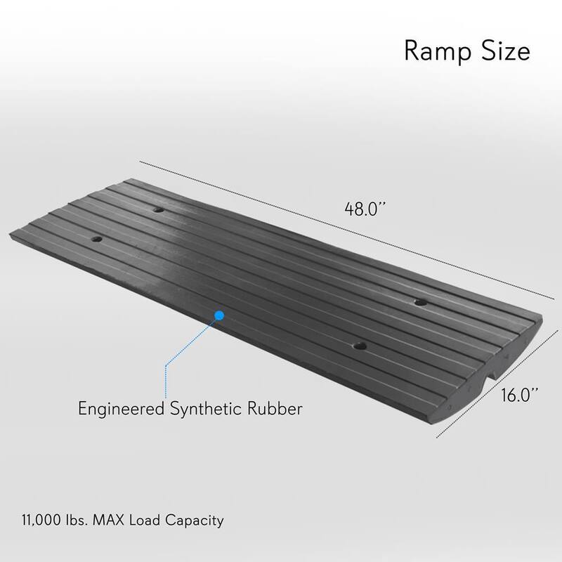 Pyle Car/Truck Curb Ramps Driveway Rubber Threshold Car Curb-Side Bridges (3-Piece) - PCRBDR23