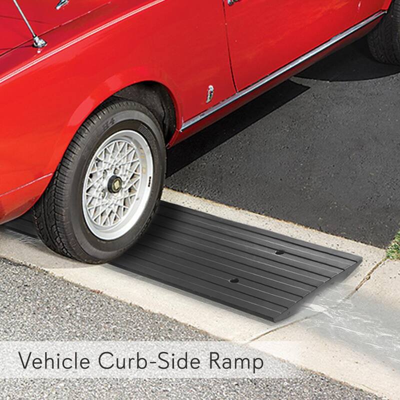 Pyle Car/Truck Curb Ramps Driveway Rubber Threshold Car Curb-Side Bridges (3-Piece) - PCRBDR23