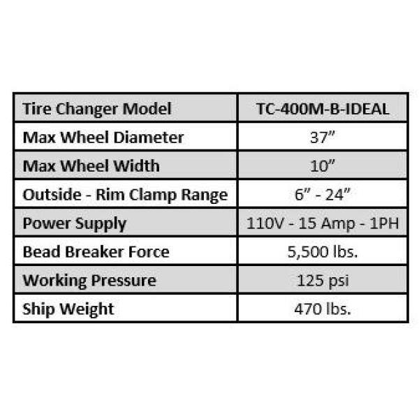 IDEAL Motorcycle/ATV Tire Changer - TC-400M-B
