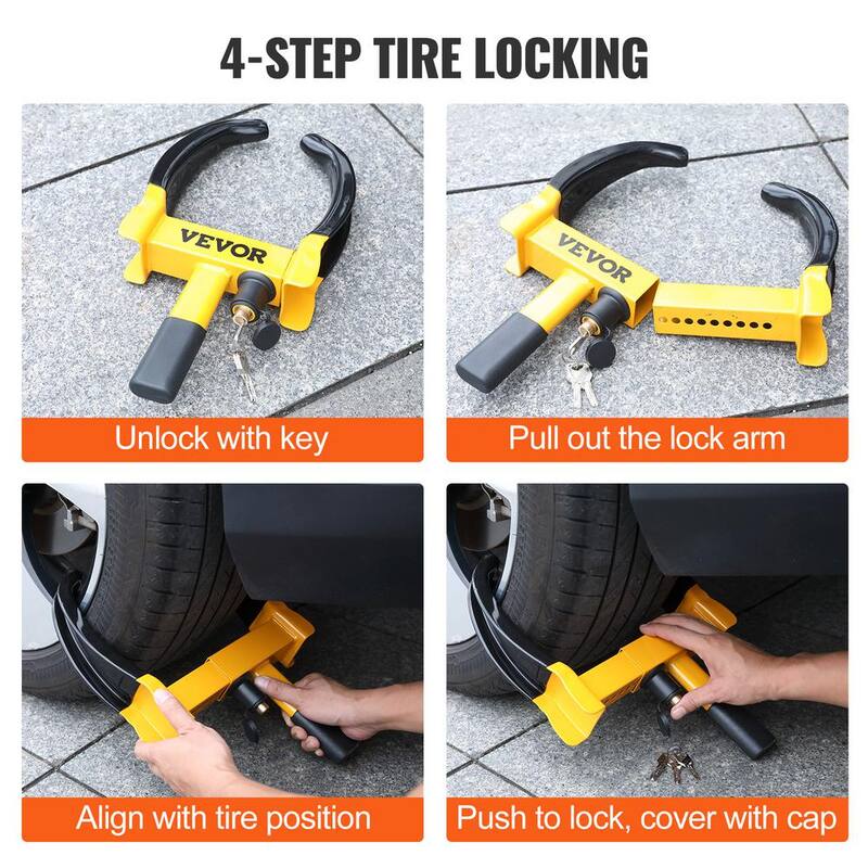 VEVOR Wheel Lock, 2 Packs Universal Wheel Clamp Lock, Adjustable Anti Theft Trailer Lock Wheel Clamp, Heavy-duty Steel Tire - JQSLTS2J0000HVGE2V0-0702