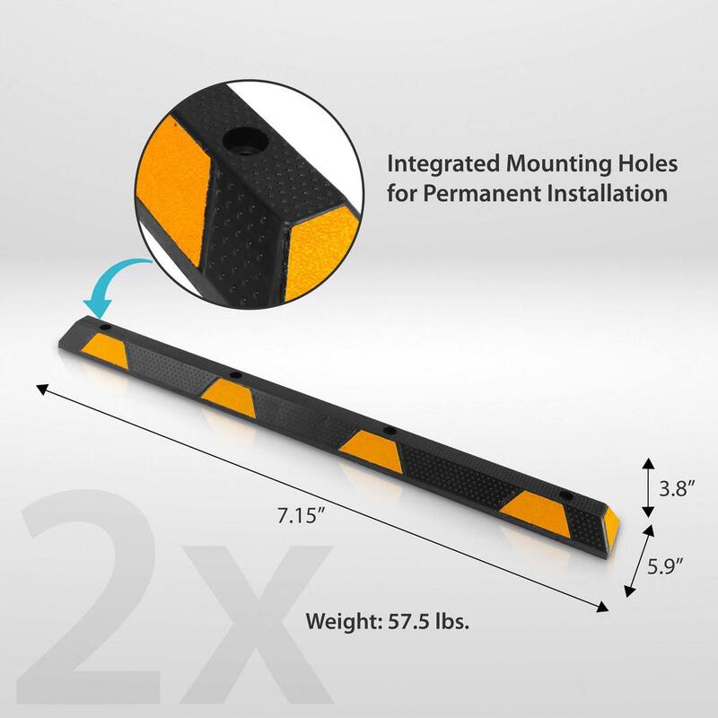 Pyle Vehicle and Truck Parking Tire Stops, Heavy-Duty Rubber Tire Blocks (Extra-Wide Style) (Pair) - PCRSTP14X2