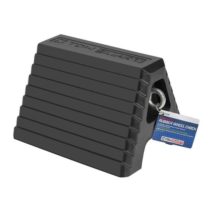 TowSmart Heavy Duty Rubber Wheel Chock (w/Steel Eye Bolt) - 7374