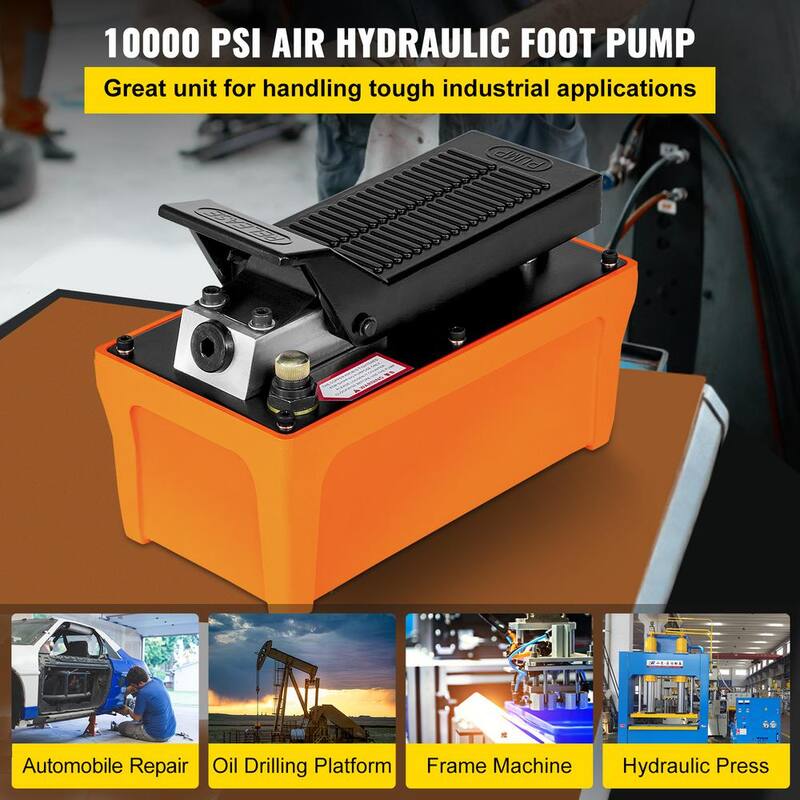 VEVOR Air Hydraulic Foot Pump 10000 PSI Air Treadle Foot Actuated Reservoir 1/2 Gal. for Auto Body Frame Machines Pulling Post - QDJTSYYB000000001V0