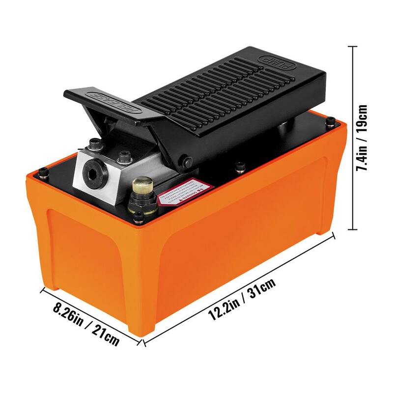 VEVOR Air Hydraulic Foot Pump 10000 PSI Air Treadle Foot Actuated Reservoir 1/2 Gal. for Auto Body Frame Machines Pulling Post - QDJTSYYB000000001V0