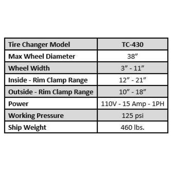TUXEDO Economical Swing-ArmTire Changer - TC-430