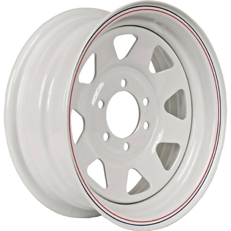 LOADSTAR 2860 lb. Load Capacity White with Stripe 6 Spoke Steel Wheel Rim - 20532
