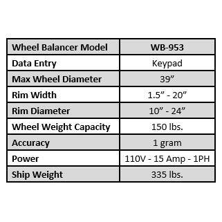TUXEDO Wheel Balancer with included Hood Assembly - WB-953