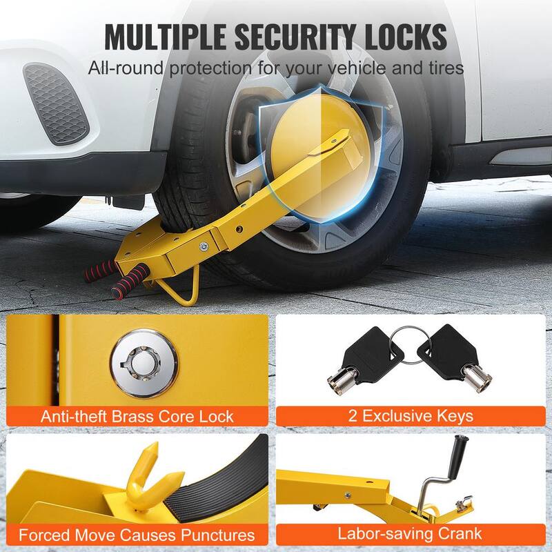 VEVOR Wheel Lock Clamp 1-Pack Trailer Wheel Lock Heavy-Duty Anti Theft Tire Lock Adjustable Tire Boot Locks for Cars SUVs - XPSLTS1J0000E14V9V0-0702