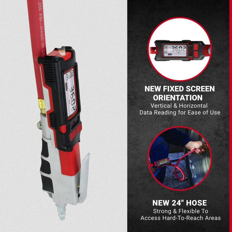 Milton Industries, Inc. Milton Digital Tire Inflator Pressure Gauge with Multi-Air Chuck Air Hose Kit (0-160 PSI) ± 0.05% Accuracy - s-580eKIT