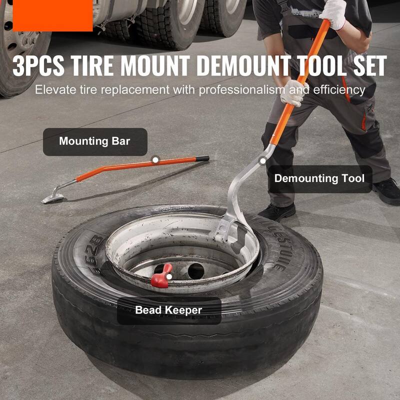 VEVOR Tire Mount Demount Tool 22.5 in. to 24.5 in. Steel Tire Changer Mount Demount Removal Tool w/Extra Bead Keeper, Orange - LTCZJHSPS0AF6F9BYV0