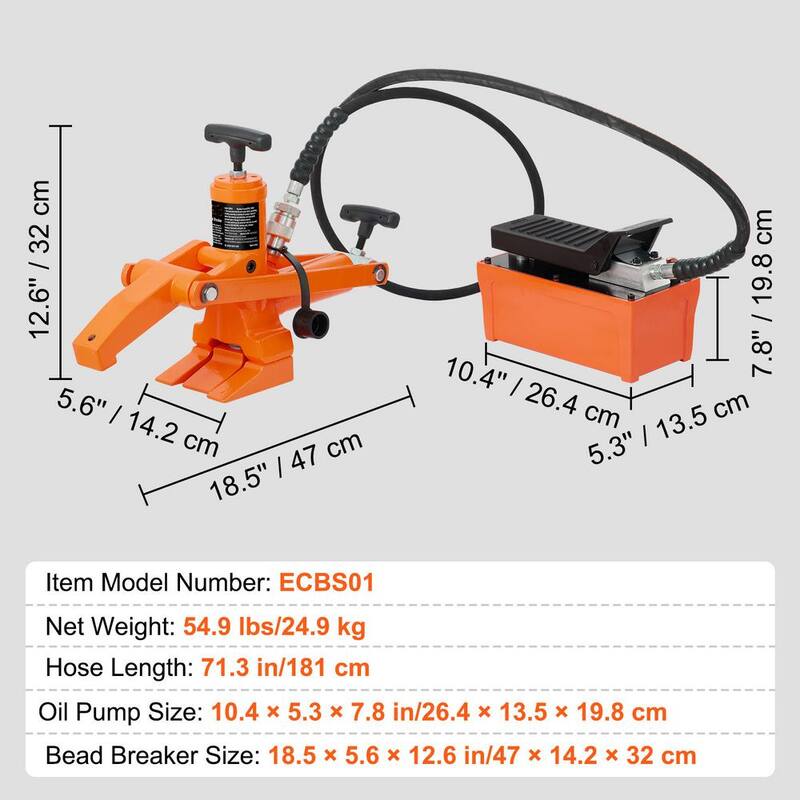 VEVOR Hydraulic Bead Breaker 1000 PSI Tire Bead Breaker w/Metal Foot Pump Bead Breaker for Tractors Trucks Buses Lawn Mowers - YYSTQPSJHYYBI068EV0