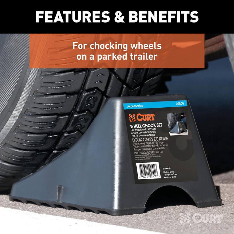 CURT Wheel Chock Set (Up to 17" Wide Wheels) - 22800