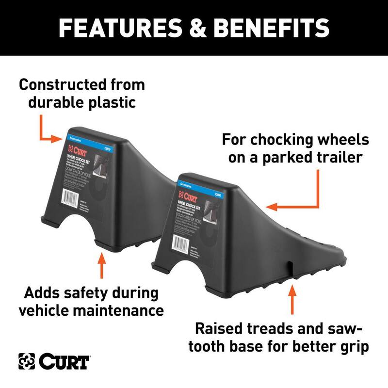 CURT Wheel Chock Set (Up to 17" Wide Wheels) - 22800