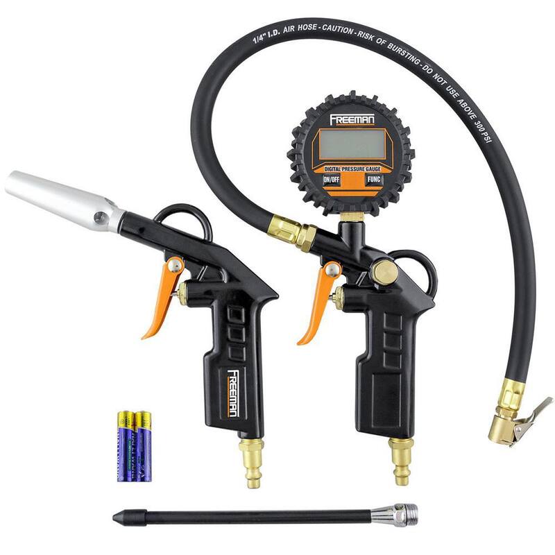 Freeman Digital Tire Inflator with High Flow Blow Gun and 1/4 in. x 50 ft. PU Polymer Hybrid Air Hose Kit - PHIBGK