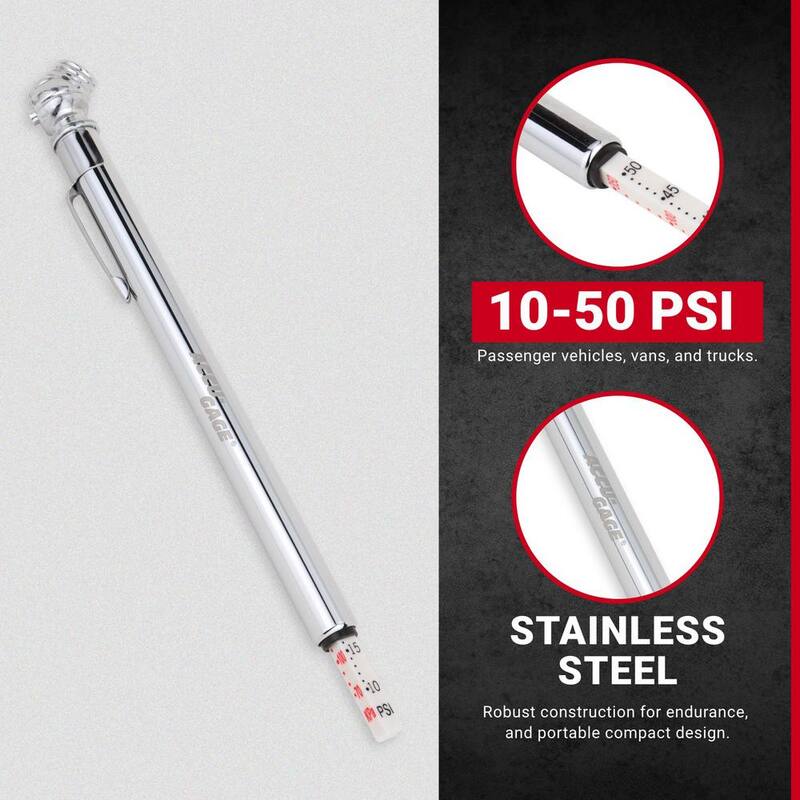 Unbranded Accu-Gage Mid Range 10-50 PSI Tire Pencil Gauge - s-921AG
