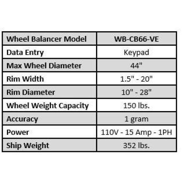 TUXEDO Wheel Balancer - WB-CB66-VE