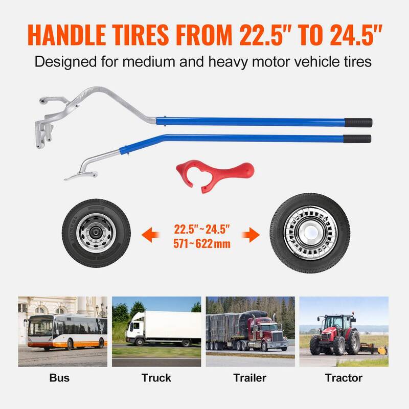 VEVOR Truck Tire Changer Mount Demount Tool 22.5 in. to 24.5 in. Radial Bias Ply/Tubeless Tire with Extra Bead Keeper, Blue - LTCZJLSPSA7NIT52RV0