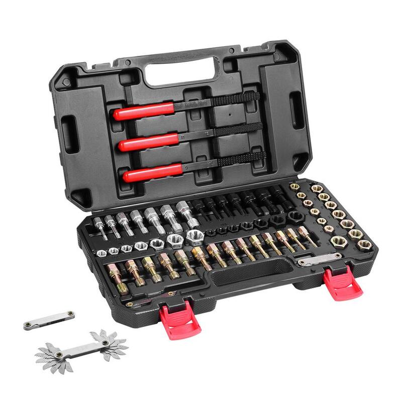 VEVOR 61-Piece Thread Chaser Set, UNC UNF and Metric Thread Restorer Tool, Rethreading Tool Kit with 28 Taps 28 Dies 3 Thread - LWCXTZGYZ61PQ0GQLV0