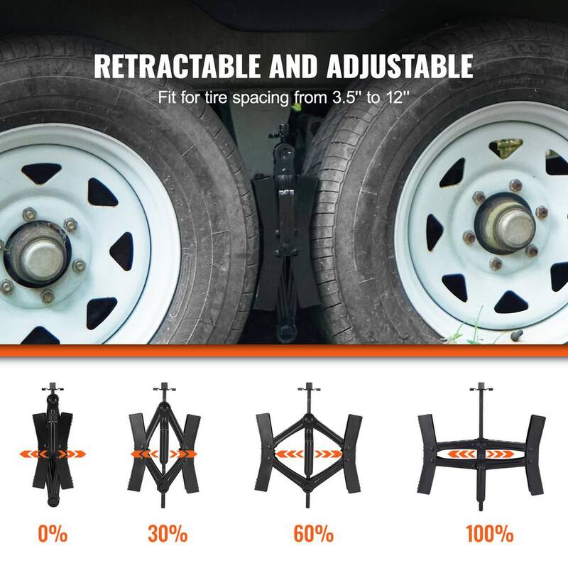 VEVOR 2PCS Wheel Chock Stabilizer H-shaped Tire Locking Chocks Built-in Ratchet Wrench for RV Trailer 3.5 in. to 12 in. Tire - CLWDQXBZXSDDH5TC4V0