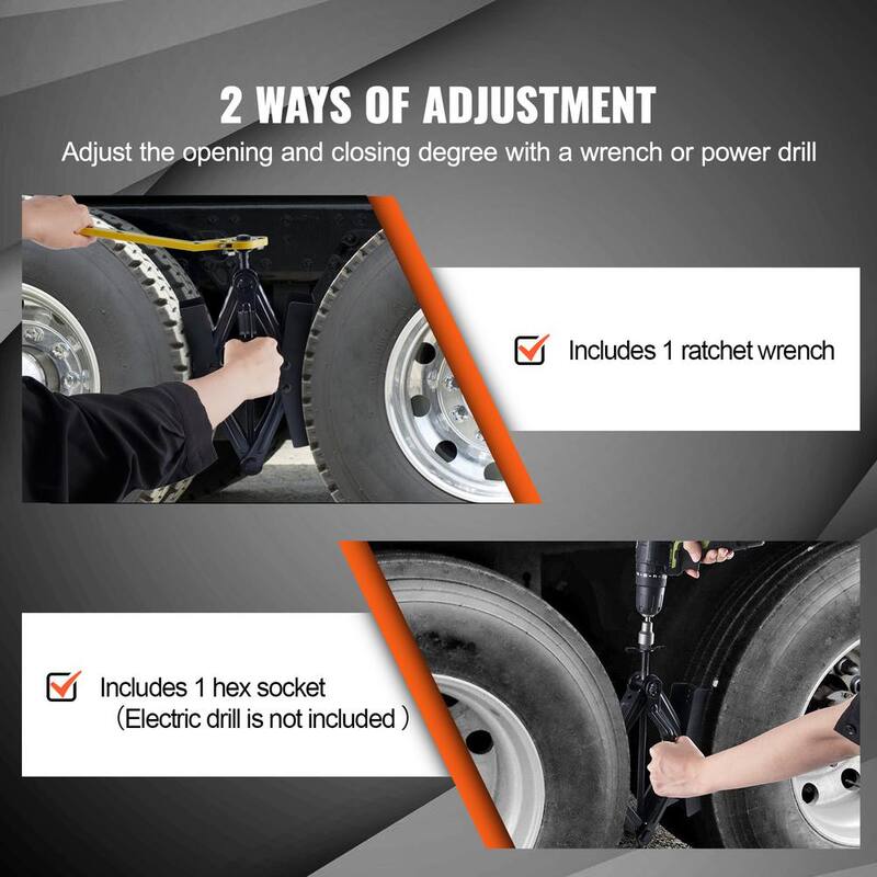 VEVOR 2PCS Wheel Chock Stabilizer H-shaped Tire Locking Chocks Built-in Ratchet Wrench for RV Trailer 3.5 in. to 12 in. Tire - CLWDQXBZXSDDH5TC4V0