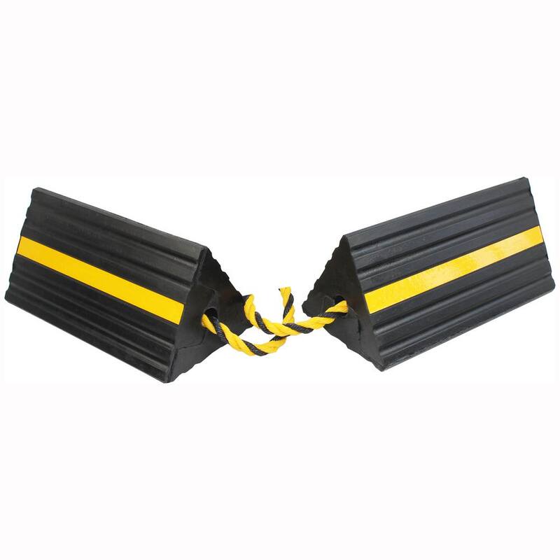 MaxxHaul 9-1/2 in. x 5 in. x 4-1/4 in. Rubber Wheel Chock (2-Pack) - 50019