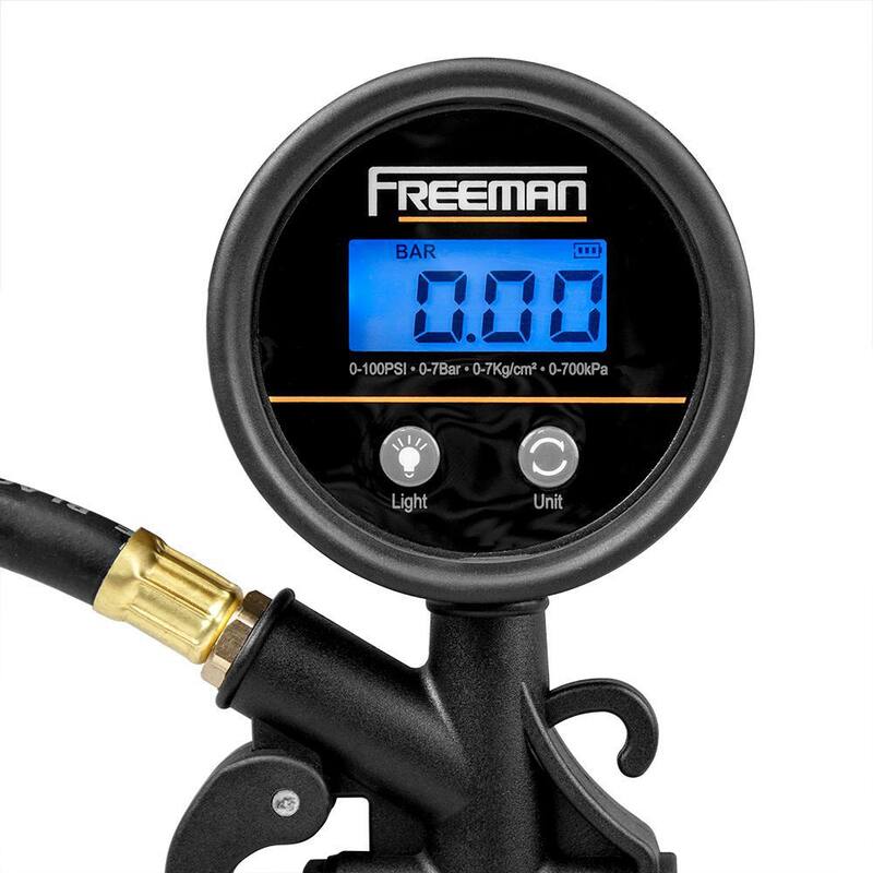 Freeman Digital Tire Inflator with LCD Gauge and 65 ft. Compact Air Hose Reel with 1/4 in. Hybrid Air Hose and Swivel Wall Mount - PCHR1DTI