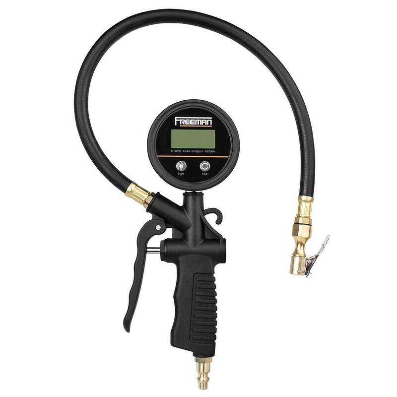 Freeman Digital Tire Inflator with LCD Gauge and 65 ft. Compact Air Hose Reel with 1/4 in. Hybrid Air Hose and Swivel Wall Mount - PCHR1DTI