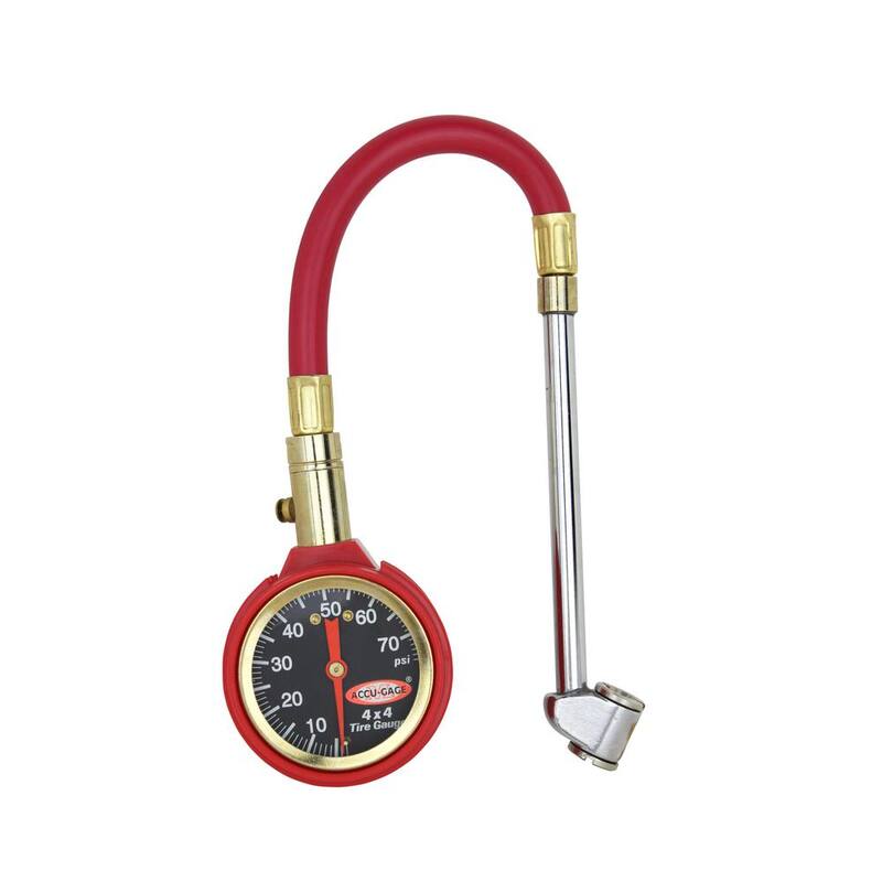 Accu-Gage 0 PSI to 75 PSI Tire Pressure Gauge 11 in. Rubber Air Hose Dual Foot Air Chuck - TG75