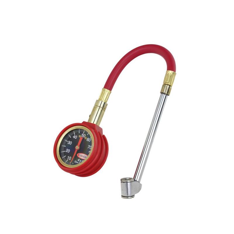 Accu-Gage 0 PSI to 75 PSI Tire Pressure Gauge 11 in. Rubber Air Hose Dual Foot Air Chuck - TG75
