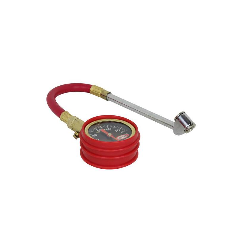Accu-Gage 0 PSI to 75 PSI Tire Pressure Gauge 11 in. Rubber Air Hose Dual Foot Air Chuck - TG75
