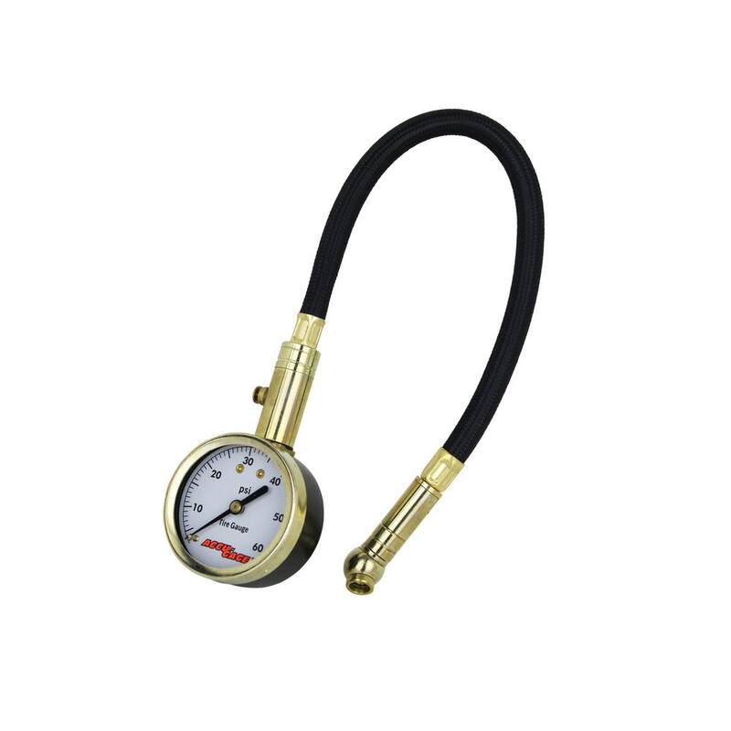 Accu-Gage 11 in. 60 PSI Tire Pressure Gauge Braided Air Hose Swivel Angle Ball Air Chuck - H60XA